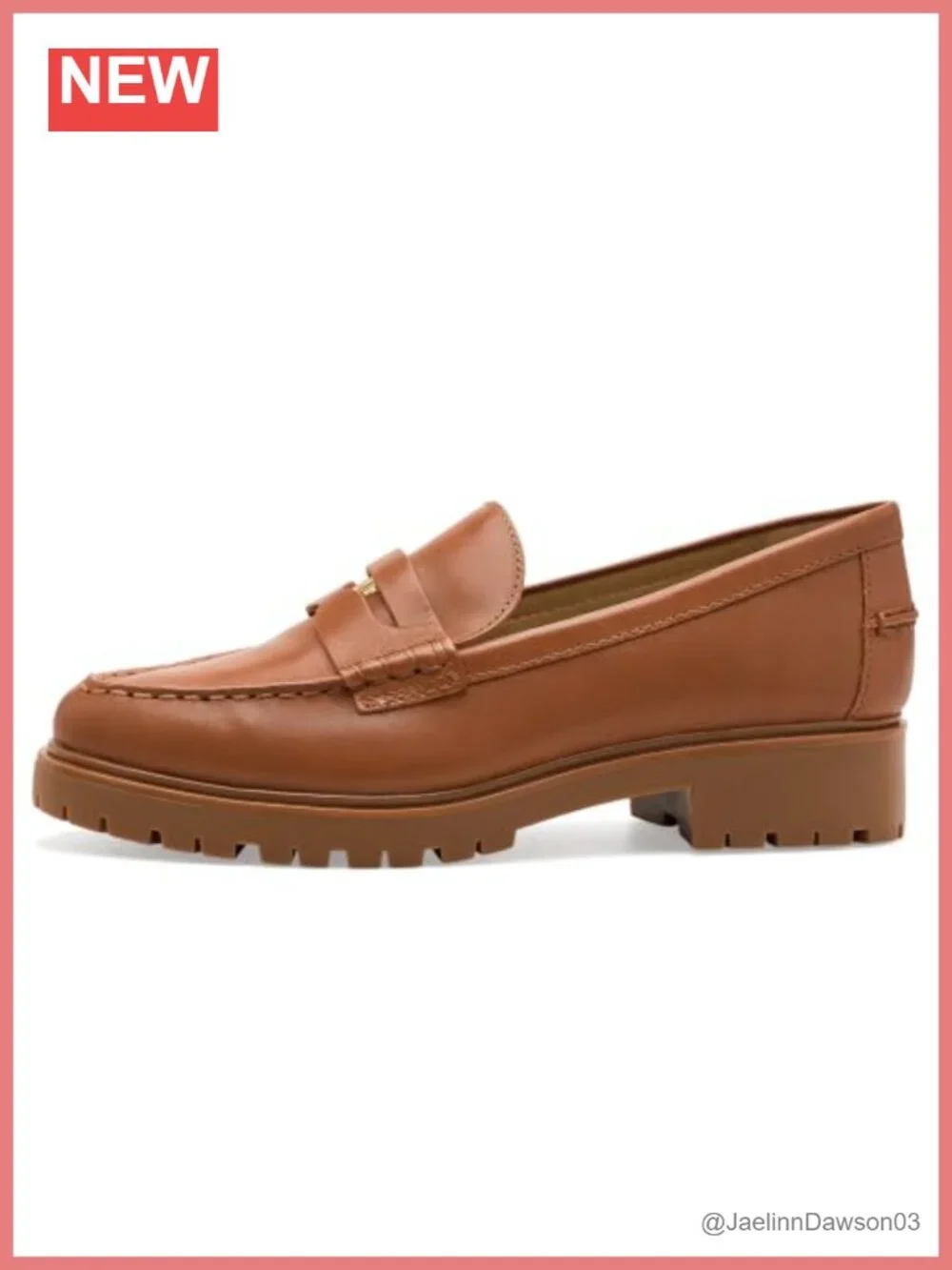 Leather Penny Loafers Slip-Ons with Lug Outsole